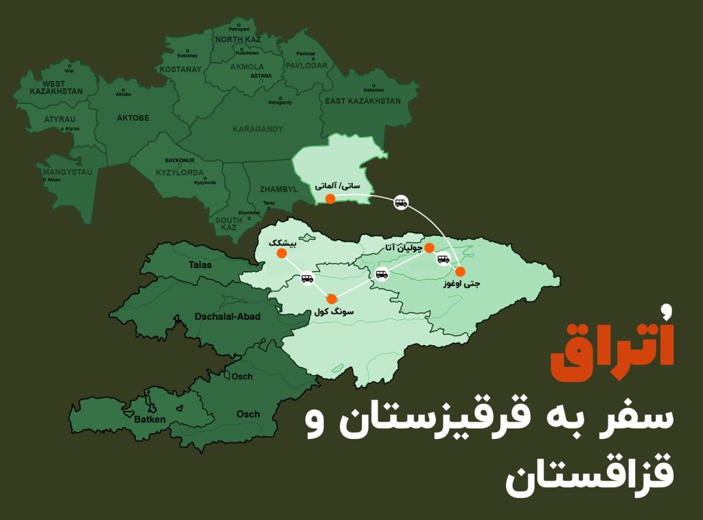 نقشه تور قرقیزستان+قزاقستان